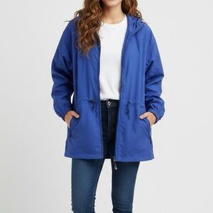 Pacific Trail Blue Lightweight Drawstring Weather Proof Rain Jacket Small